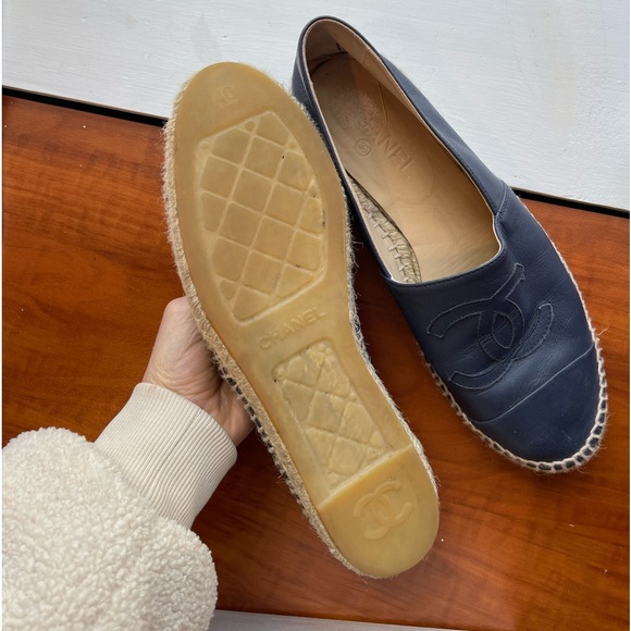 Chanel Navy Blue leather Espadrilles - Picture 4 of 7